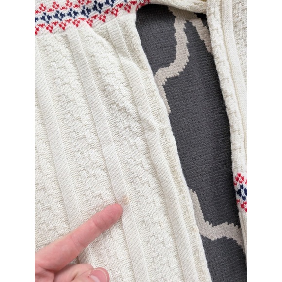 Vintage Sears Sweater Womens Medium White Cable Knit Fair Isle Put On Shop - Picture 10 of 10